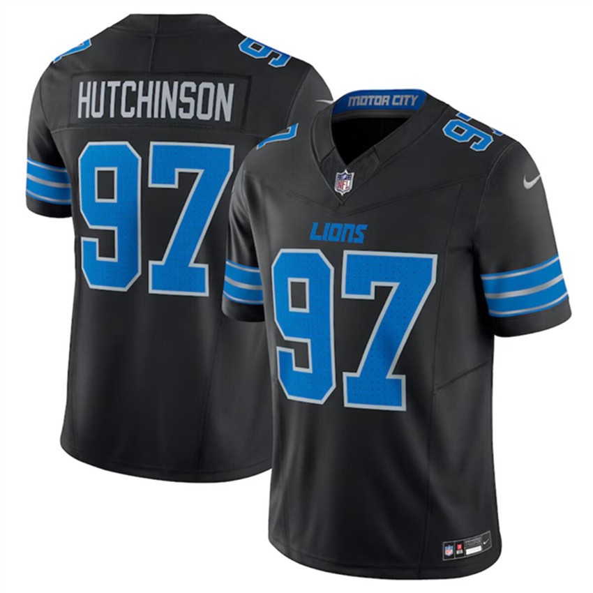 Men's Black Detroit Lions Active Player Custom 2024 F.U.S.E. 2nd Alternate Vapor Limited Stitched Football Jersey